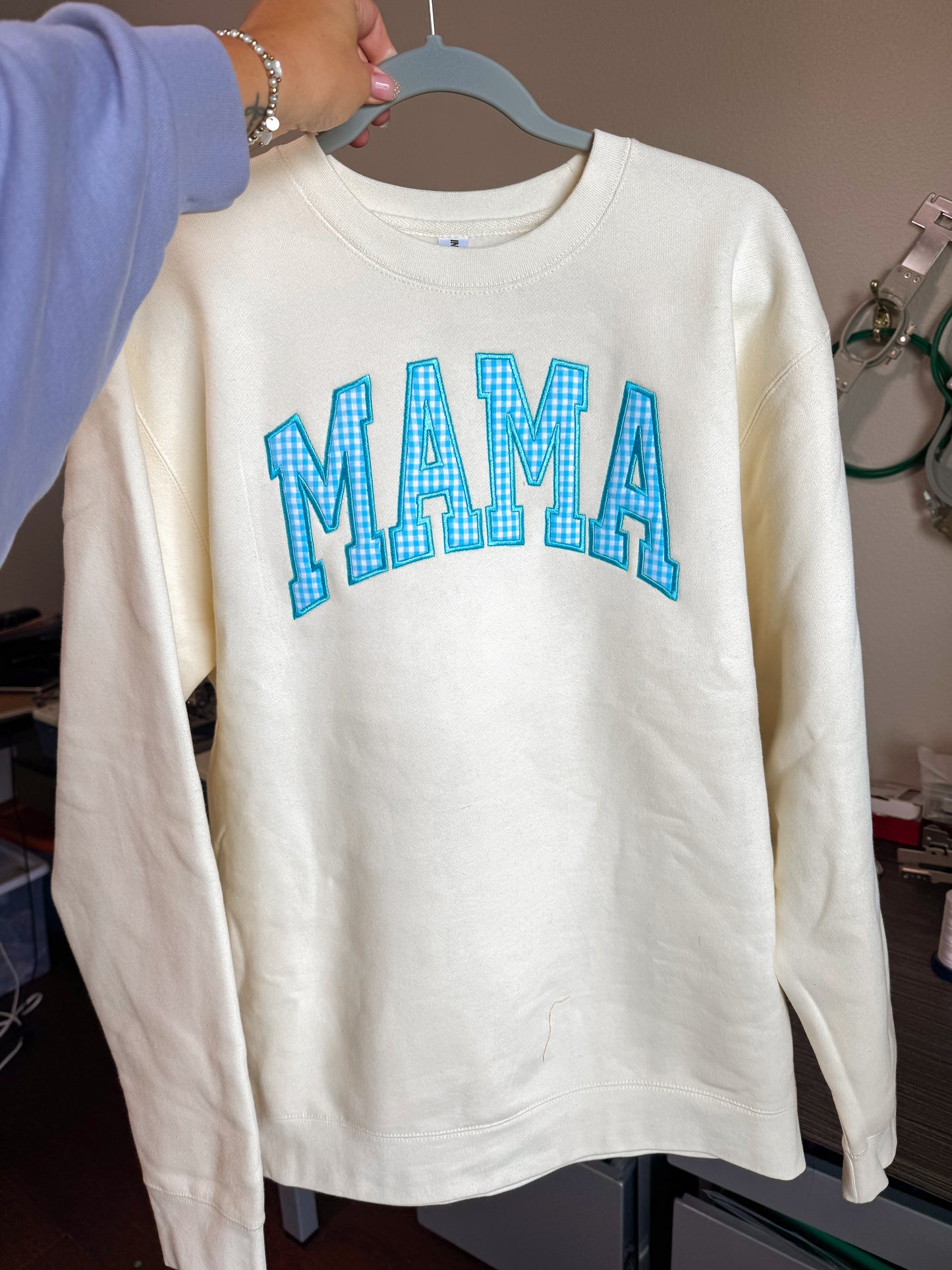 MAMA Blue Plaid Sweatshirt *PRE ORDER*