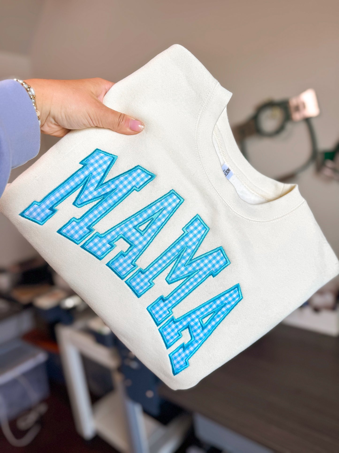 MAMA Blue Plaid Sweatshirt *PRE ORDER*
