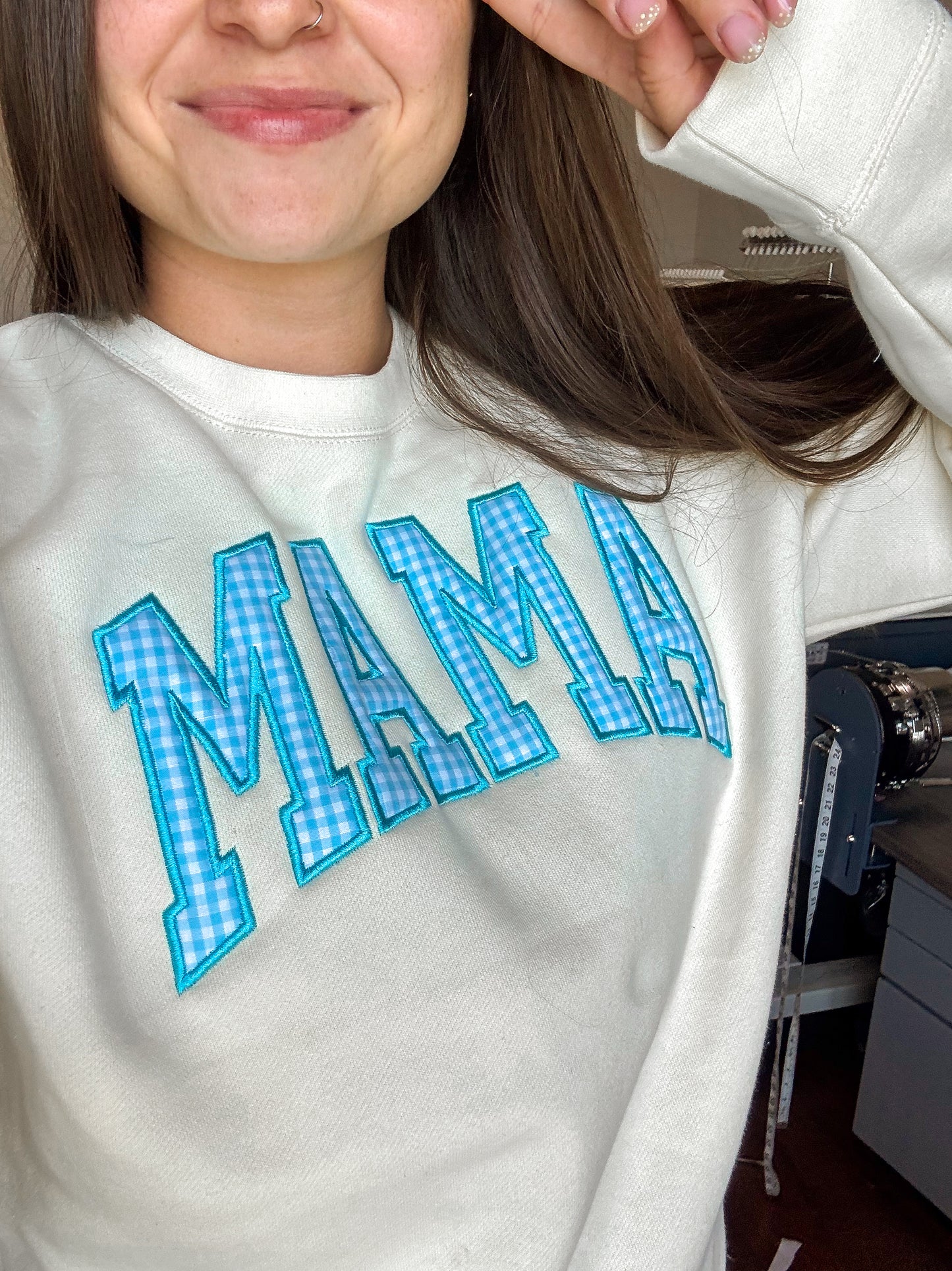 MAMA Blue Plaid Sweatshirt *PRE ORDER*